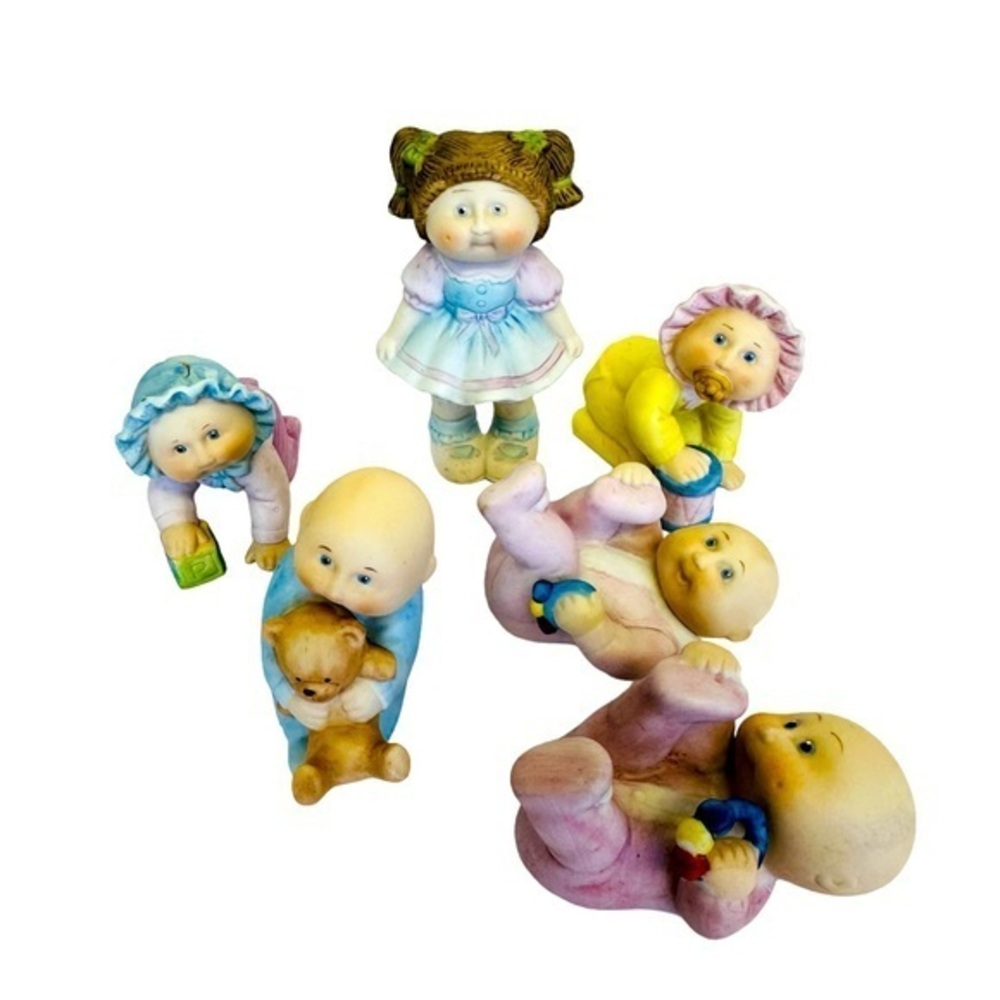Vintage 1984 Cabbage Patch Kids porcelain figurines Lot Of 6 Toddler & Babies